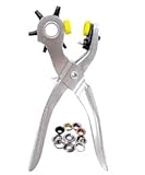 ZooooM 多 機能 ベルト 穴 あけ パンチ プライヤー 75個 ボタン 付 6 サイズ 回転 式 ダイアル 革 細工 裁縫 簡単 お手軽 調節 工具 交換 修理 ZM-BP2037