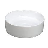 Elite Sinks 1102 Porcelain Vessel Round Flat Side Bowl Sink, White [並行輸入品]