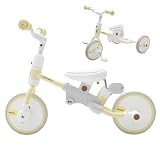 PROVROS(プロブロス) 三輪車 手押し棒付き ペダルなし自転車 変形 1台3役 キッズバイク バランス PKT-008 (ライトイエロー)