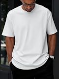 メンズ ベーシック 軽量 クルーネック Tシャツ カジュアル Tシャツ 春 夏 デイリー ファッション ウェア, ホワイト, Large