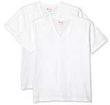 [ヘインズ] 半袖Tシャツ(2枚組) 綿100% クルーネック/Vネック 5.3オンス Japan Fit メンズ ホワイト/ホワイト・Vネック S