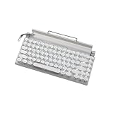 ZVTU キーボード メカニカル 青軸 LED バックライト タイプライター風 無線 日常用 レトロなデザイン 丸型キーキャップの 人間工学デザイン 83キー ゲーミングとオフィスと家庭用 (ホワイト)