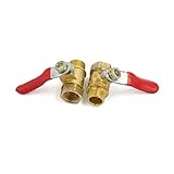 uxcell　ボールバルブ　エア　ウォーター　空気圧　ガス　真鍮　1/4BSP メス－メネジ　 2個入り