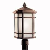 Kichler Lighting 11020PR Cameron 1LT 18W CFL Post Light Fixture, Prairie Rock Finish with Etched Lin
