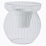 フラワーバスケット/植木鉢カバー スケルトンα 高さ60ｃm アイアン&樹脂製ポット 穴無 ホワイト(白) 〔ガーデニング用品/園芸〕