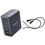 【Type-C(60W)ケーブルセット】 エレコム USB PD 充電器 100W 3ポート Type-C USB-A GaN採用 PPS対応 3台同時充電 折りたたみ式プラグ PSE技術基準適合 ブラック EC-AC65100BK + USB-C & USB-C ケーブル 60W USB PD対応 1.5m ブラック MPA-CCSSEC15BK