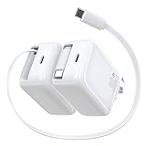 2個セット TOPADRE 30W 急速充電器 Type-C 巻き取り式 タイプc 充電器【業界超ミニ・超軽量・折畳式プラグ・PSE認証】type-c コンセント 2ポート ケーブル ー体型 PD/QC3.0/PPS規格対応iPhone17/16/15/iPad/Android対応 出張/自宅/海外旅行 ホワイト
