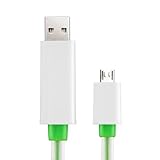 TOMOON? White Green Visible Flowing LED EL Light Micro USB Sync Data Charging Charger Cable for Sams