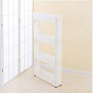 Amazon Haplife スリムストッカー 隙間収納 12cm キャスター付き 移動可能 トイレ収納 狭い空間置ける 軽量 すき間収納ボックス 4層 ホワイト 収納ケース ボックス オンライン通販