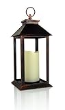 Banberry Designs Decorative Lanterns - Brushed Brass Decorative Lantern with a Flameless LED Pillar 
