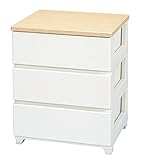 スタイルチェスト ホワイト (3段) 【木目調天板/開閉楽々/脚付き/おしゃれ/日本製】