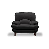 ラグジュアリー ハイバックソファ エレナ 1人掛け ブラック 木製脚