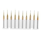 Akozon CNCチタンコートタングステンカーバイドエンドミル彫刻ビットミリングカッター3.175mmx0.6mm 10個セット