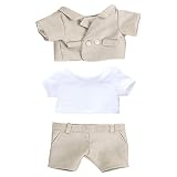 niannyyhouse　20cm人形の服　ミルクティーの色　スーツ　ぬいぐるみ 用　上着　白いTシャツ　ズボン　綿人形の服　人形ベビー服　着せ替え