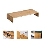 モニター台 机上台 パソコン台 PC台 卓上 人間工学デザイン 二段式 デスク上置棚 パソコン台 机上 収納 蟻組仕様 木製 完成品 引き出し付き 植物オイル塗装仕上げ オフィスデスク用 モニター ノートパソコン デスク整理 キーボード収納 スマホ収納 パソコンスタンド (50*20*8CM,オリジナルカラー【引き出しなし】)