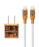 [musashino LABEL][re:colors]【オンライン限定】【USB-C対応 ACアダプター＋USB-C to USB-C USB2.0 ケーブルセット (タンジェリン】スケルトン 高速充電 ACアダプター (コンセント 充電器 最大出力20W USB PD GaN採用) ケーブル(PD対応 100W/5A 断線防止 iPhone Android 各種対応 1m) 武蔵野レーベル