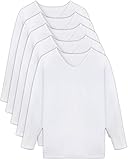 [WORKSTANCE] インナーシャツ メンズ 長袖 9分袖 vネック 肌着 5枚組 洗濯ネット付き (XL, ホワイト)