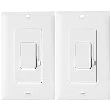 Enerlites 59302のLED調光スイッチ3ウェイ調光機能付きLED / CFL /白熱灯/ハロゲン、シングルポール – ホワイト ホワイト 51300-WWP-2PCS