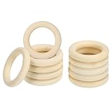 PATIKIL 40mm 木製リング クラフト用 30個パック 天然木製リング 未完成の木製ル ープサークル ペンダントコネクタ用 ジュエリー作り マクラメ DIYクラフト