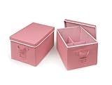 Badger Basket Folding Storage Baskets with Adjustable Dividers, Pink, Large, 2 Count by Badger Baske