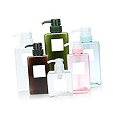 HAPINARY 450ml 空ポンプボトル 詰め替え可能 シャンプーディスペンサー 液体石鹸ホルダー グリーンキャップ