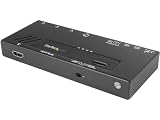 StarTech HDMIスイッチ - 高速スイッチング、自動認識およびシリアル制御と4K - 自動4x1のHDMIビデオスイッチャーボックス（vs421hd4ka） 4ポート