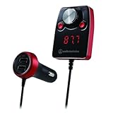 オーディオテクニカ AT-FMR5BT RD Bluetooth FMトランスミッター 本体分離型 141ch スマホ充電 タブレット充電 φ3.5mmオーディオ出力 DC12V/24V対応 マイクなし レッド