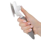 HareGo 犬 猫 ブラシ 【トリマー推薦】犬用ブラシ 猫用ブラシ 短毛 長毛 スリッカーブラシ ワンプッシュ グレー