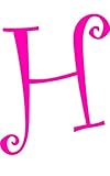 H - MONOGRAM LETTER CURLZ DECAL 3 TALL HOT PINK - manufactured & sold by EYECANDY DECALS only by Eye