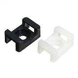 ILS - Wire Cable Tie Clip Cradle Mounts Fixed Seat Black/White Plastic for 9mm Zip Ties