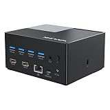 WAVLINK USB Cドッキングステーション 10-in-1 type-cポート デュアルHDMI RJ45 ethernet 100W PD電源伝送 4つのUSBポート オーディオ入出力、Mac、Windows、Thunderbolt 3および4、USB3.0*4、USB-c対応ノートpc