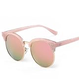 サングラス キッズ 偏光 レンズ UV400カット 紫外線カット ミラー 目の保護 ボーイズサングラス ガールズサングラス (ピンク)