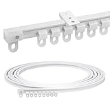 B3B4 ミニ 極小の 白黒の二色 曲がる カーテンレール 1m 2m 3m 4m 5m 6m 仕切り 出窓 シングルカーテンレール (白-天井付け-3m)