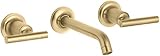 KOHLER K-T14413-4-BGD Purist Two-Handle Wall-Mount Lavatory Faucet Trim with 6-1/4" Spout and Lever 