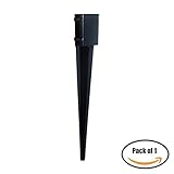 フェンスポストグラウンドスパイクメタルブラックパウダーコーティング32 " x4 " 4インチ、1のパックまたは4 GSPB3244