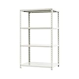 スチールラックのキタジマ NC-875-15 幅87.5×奥行45×高さ150cm 4段 ホワイト 70kg/段