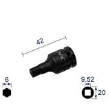 長堀工業:ナック ヘキサゴンレンチソケット ショートタイプ 差込角9.52x対辺6mm 306C 型式:306C