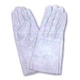 【床革製手袋】 牛床革背縫い(長) 5本指 8701-7 サイズ:フリー 【NB】