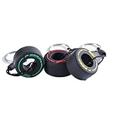 F1 レーシングタイヤキーホルダー (3個) 3色ミニタイヤキーホルダー かわいいタイヤキーホルダー 柔らかいゴム素材 車の装飾に, イエロー, 2.36*2.36*1.37