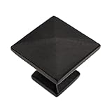 Iron Valley – 1 – 1 / 4 "モダンスクエアキャビネットノブ – Solid Cast Iron 1.25" ブラック IV-820-SQ