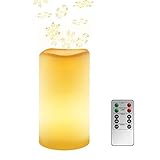 キャンドルライト　雪の形を投影　乾電池式　リモコン付き　タイマー機能　Jhua (雪の結晶の投影)