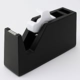 カインズ(CAINZ) テープカッター台 本体 幅210mm 奥行65mm 高さ105mm ブラック 滑り止め付き ペン立て付き 文房具 テープ 卓上テープカッター