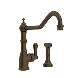 Rohl U.4747EB-2 Perrin and Rowe Single Hole Single Lever Aquitaine Kitchen Faucet with Sidespray Rin