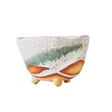 信楽焼 白掛三ツ足 山野草鉢 4号 幅11cm×高さ7cm