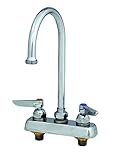 T&S Brass B-1110-120X Workboard Faucet with Deck Mount, 4-Inch Centers, Lever Handles and 120X Goose