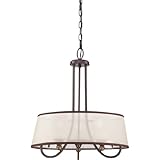 Quoizel plr2820 Palmer 3ライト20 " Wideドラムシャンデリアwith Sheer Fabric Shade、 L PLR2820PN 1