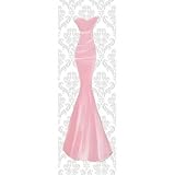 Doodlefish DB1748s Pretty in Pink on Grey Damask Artwork Stretched Canvas [並行輸入品]