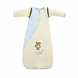 ベビースリーパー 冬 寝袋 キッズシュラフ 長袖 袖が取り外す可 赤ちゃん おくるみ ブランケット 暖かい 柔らかい肌触り【Justgreat】 (100cm, ブルー)
