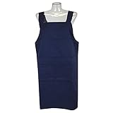 エプロン 前掛け H型 ロング丈 丸洗いOK レディース女性 婦人用 大きいサイズ（ネイビー）