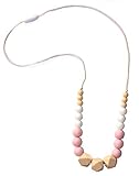 Bite Me Beads Silicone Teething Necklace Pink Beige and White [並行輸入品]